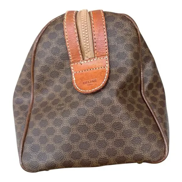 Celine Macadam Boston Bag Vintage Brown 2 Handle Classic Monogram Purse Handbag - Picture 7 of 16